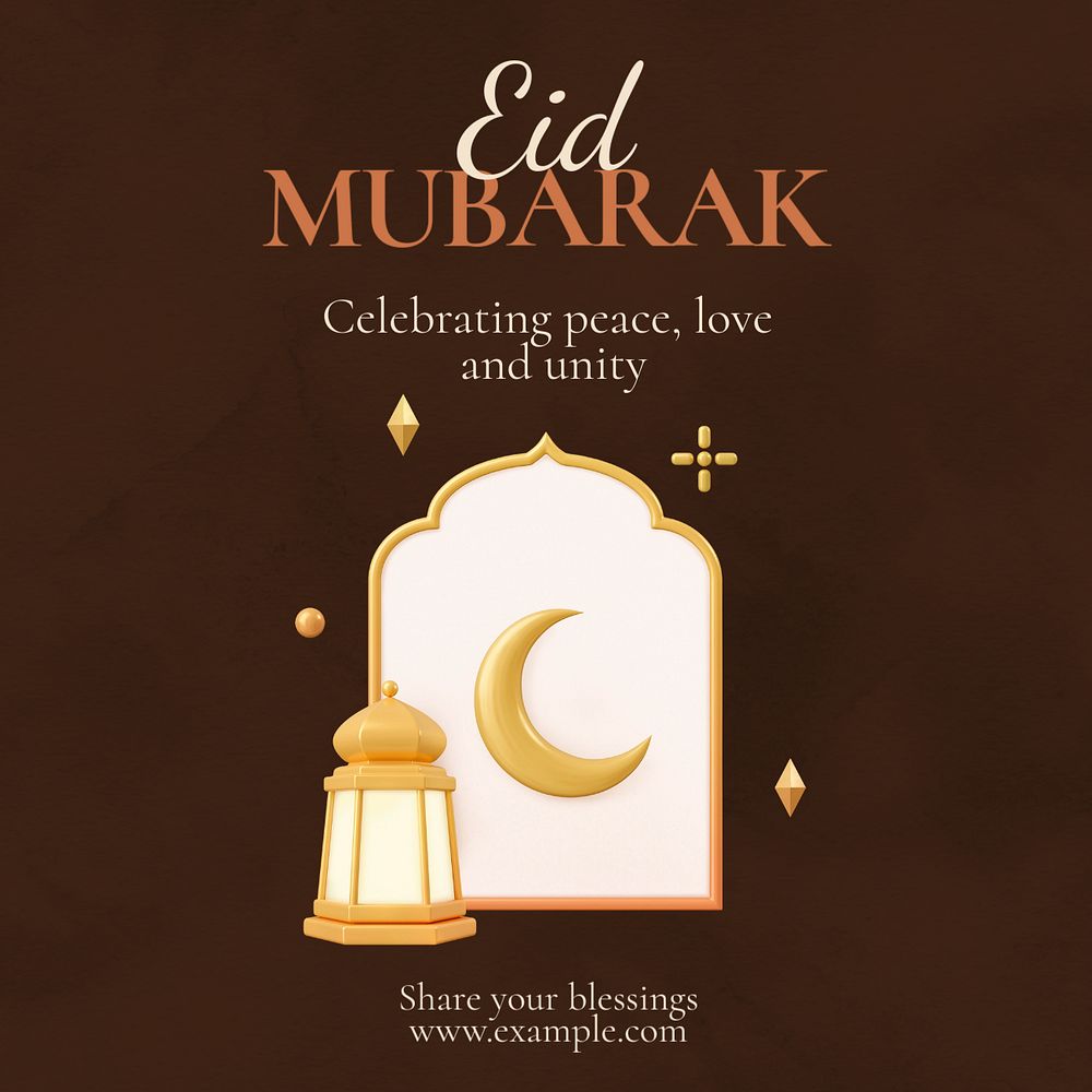 Eid Mubarak Facebook post template, editable design