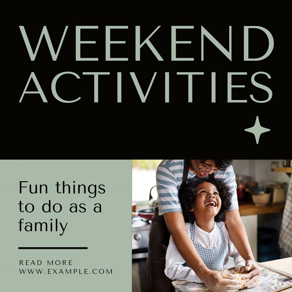 Family activities Instagram post template, editable text