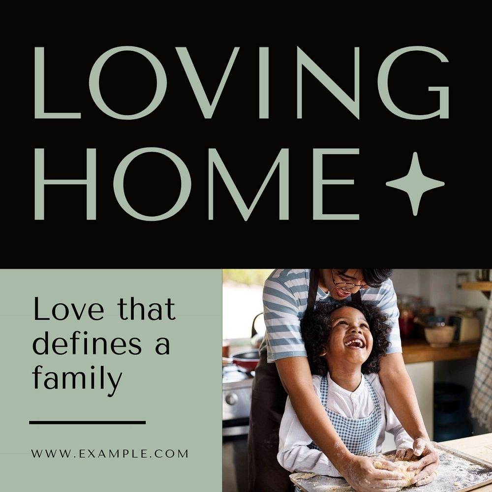 Loving home Instagram post template, editable text