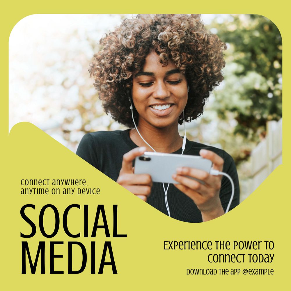 Social media Instagram post template, editable text