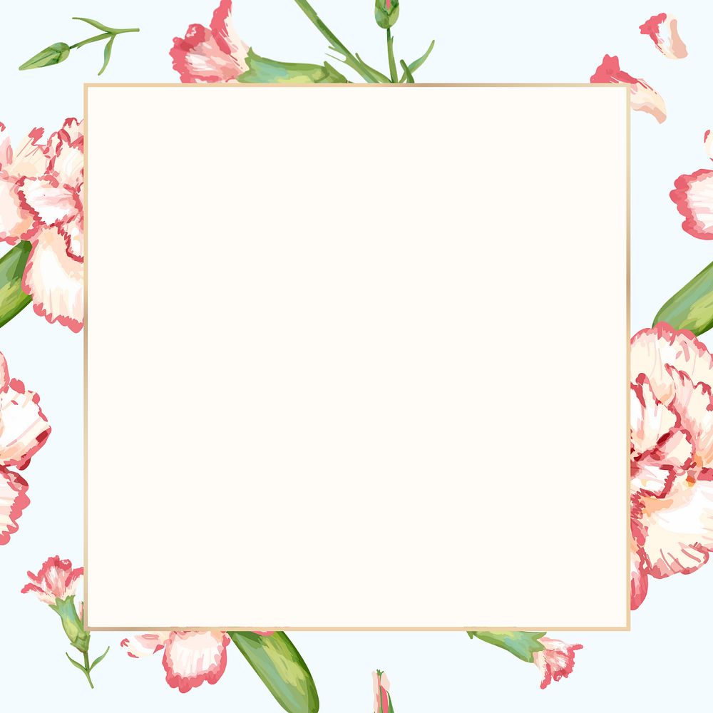 Gold square carnation flower frame design resource