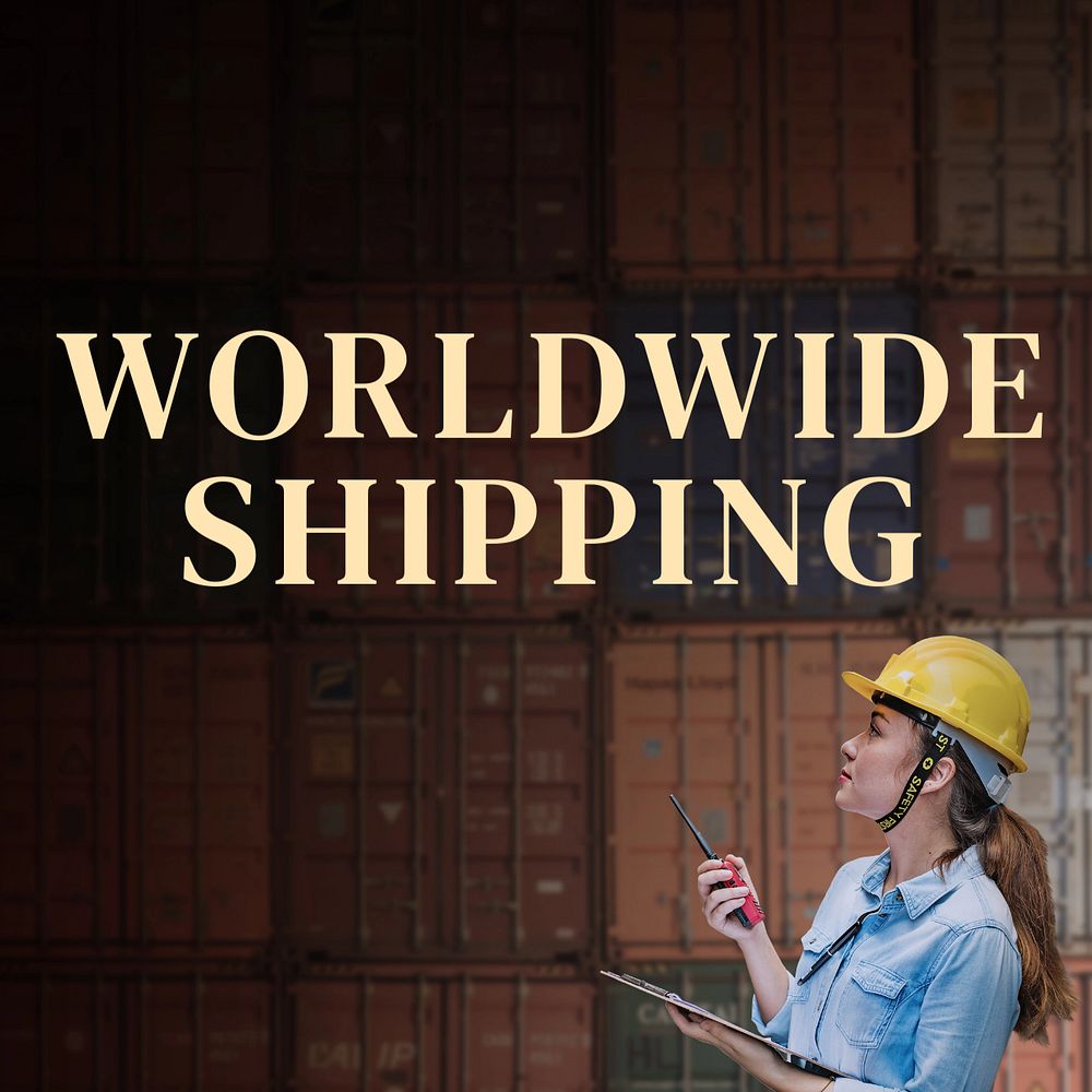 Worldwide shipping Instagram post template, editable text