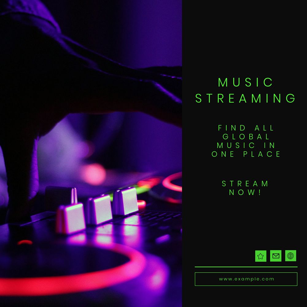 Music streaming Instagram post template, editable text