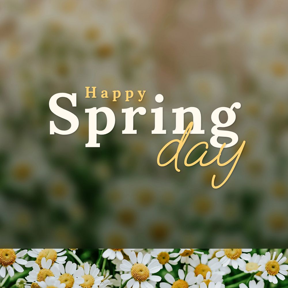 Happy spring day Instagram post template, editable text