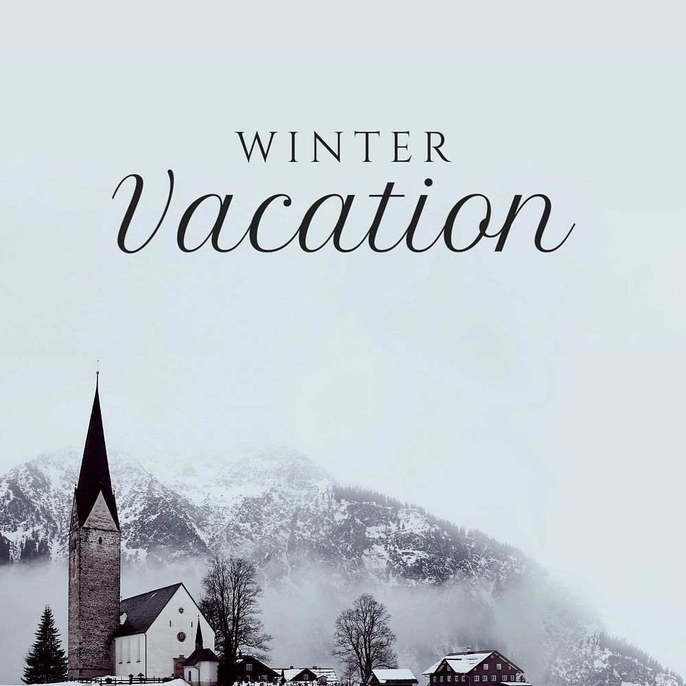 Winter vacation Instagram post template, editable text