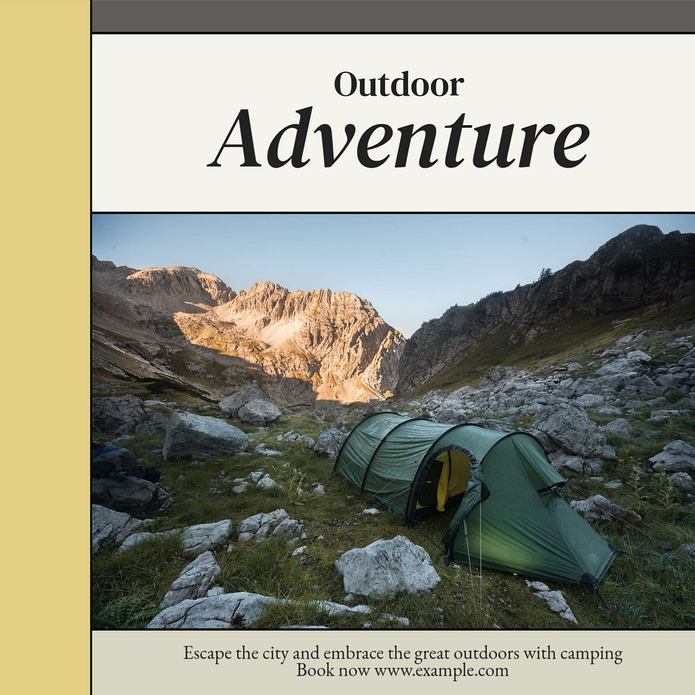 Outdoor adventure Instagram post template, editable text