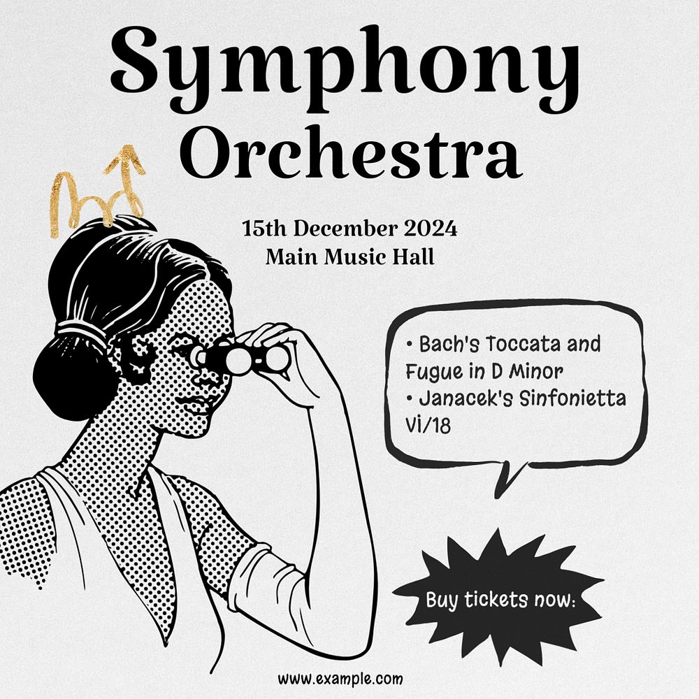 Symphony orchestra concert Instagram post template, editable text