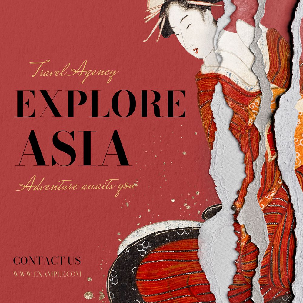 Explore Asia Instagram post template, editable text