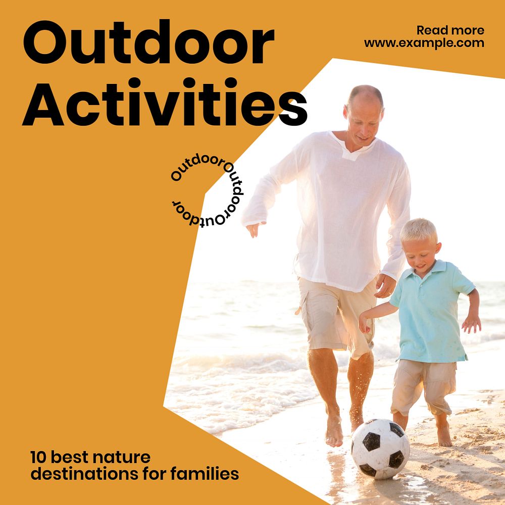 Outdoor family activity Instagram post template, editable text