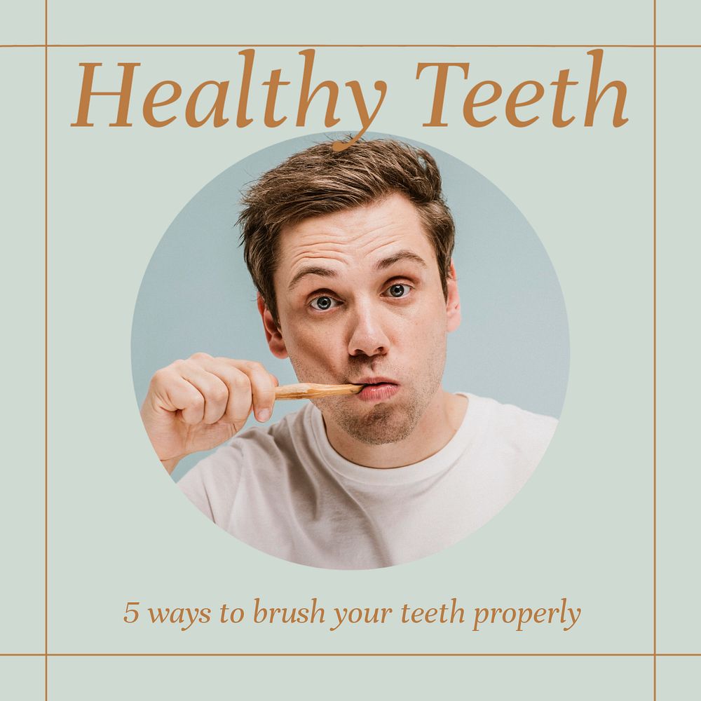 Healthy teeth Instagram post template, editable text