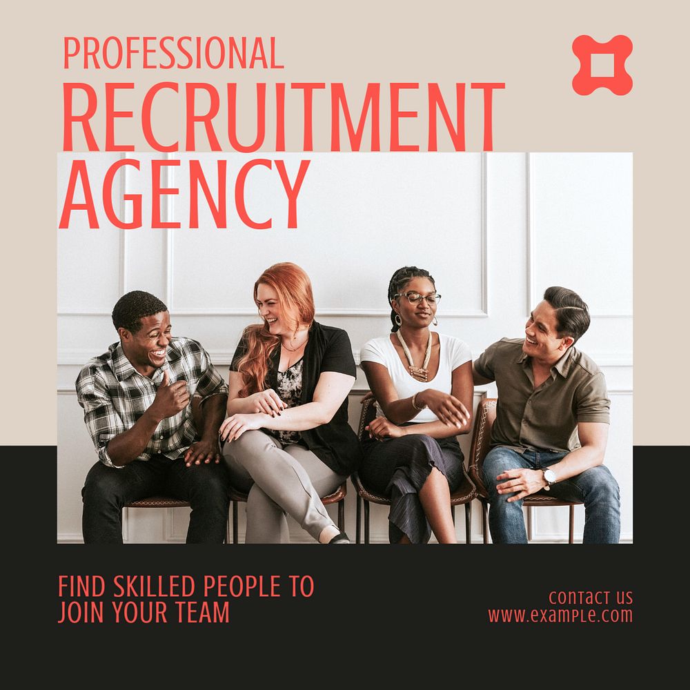 Recruitment agency Instagram post template, editable text