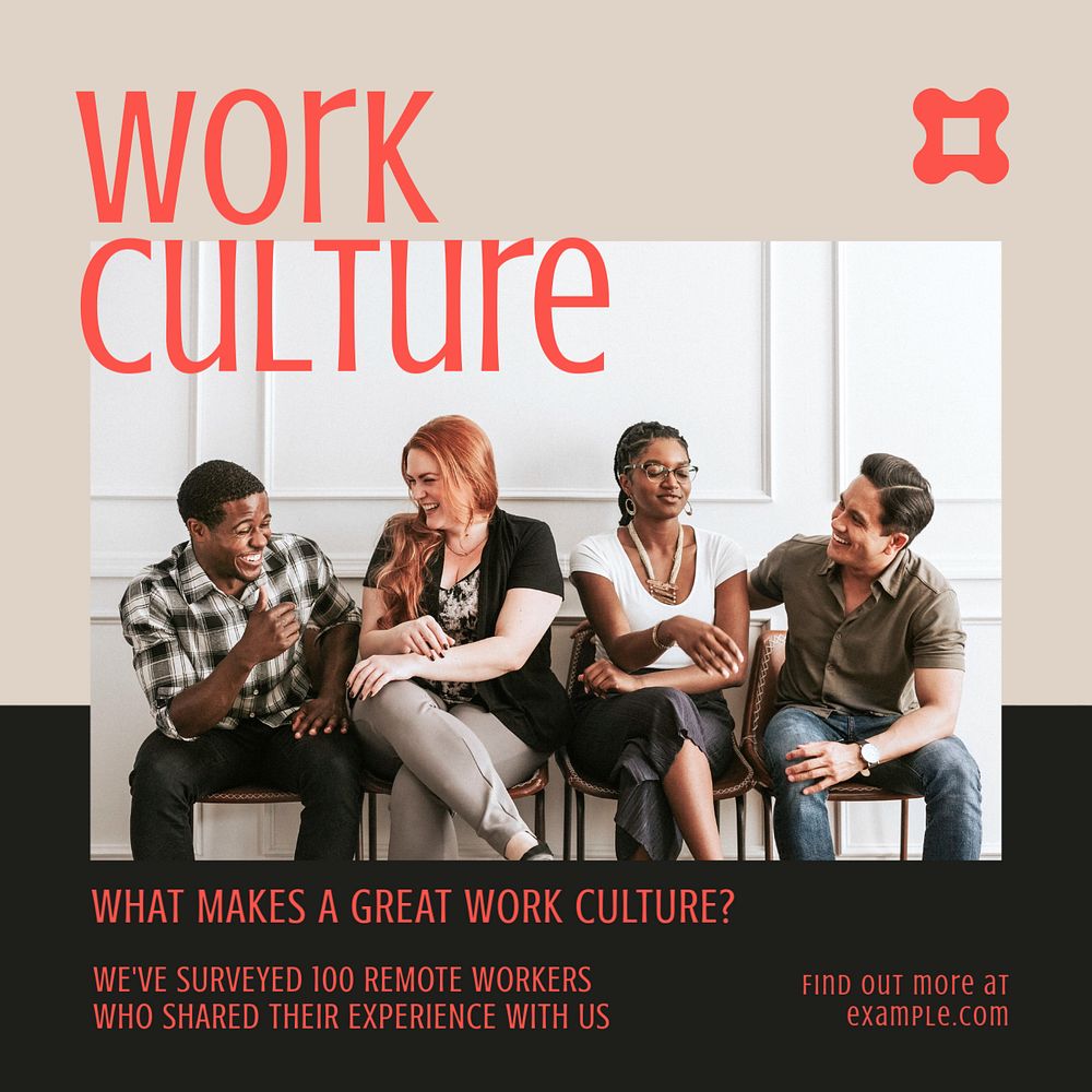 Work culture article Instagram post template, editable text