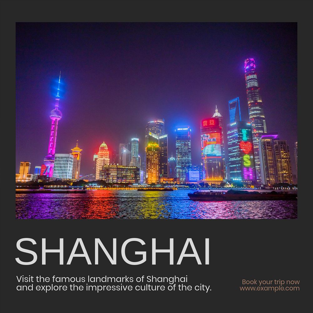 Shanghai Instagram post template, editable text