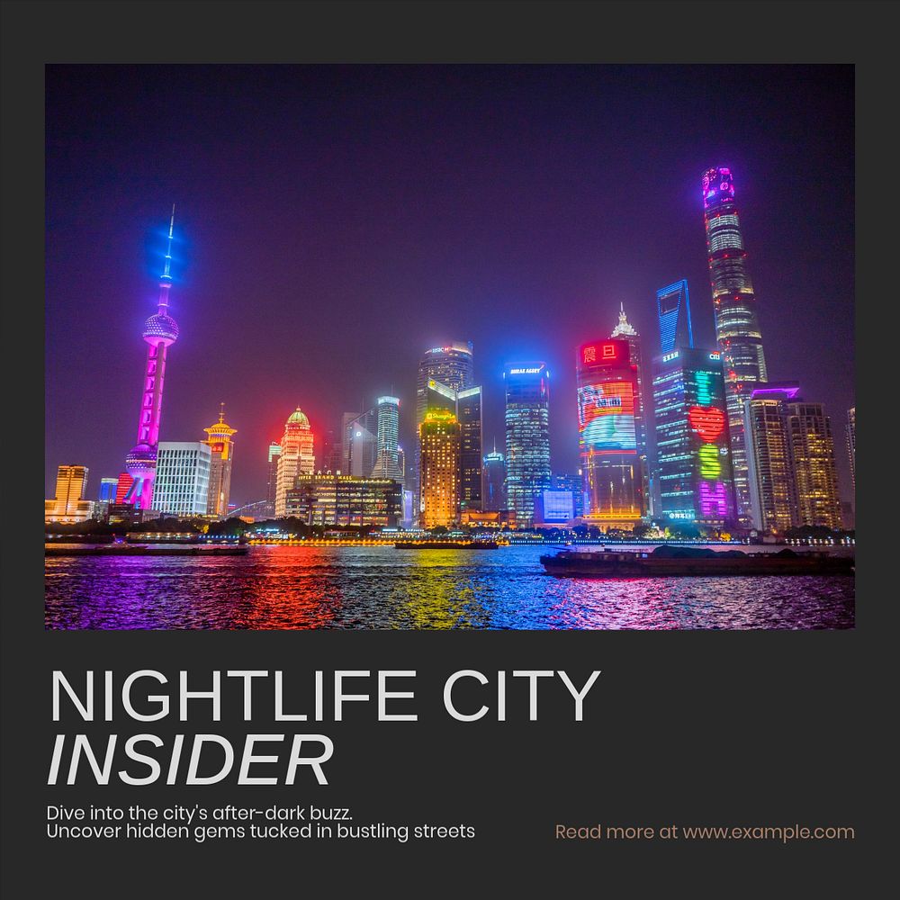 Nightlife city insider Instagram post template, editable text