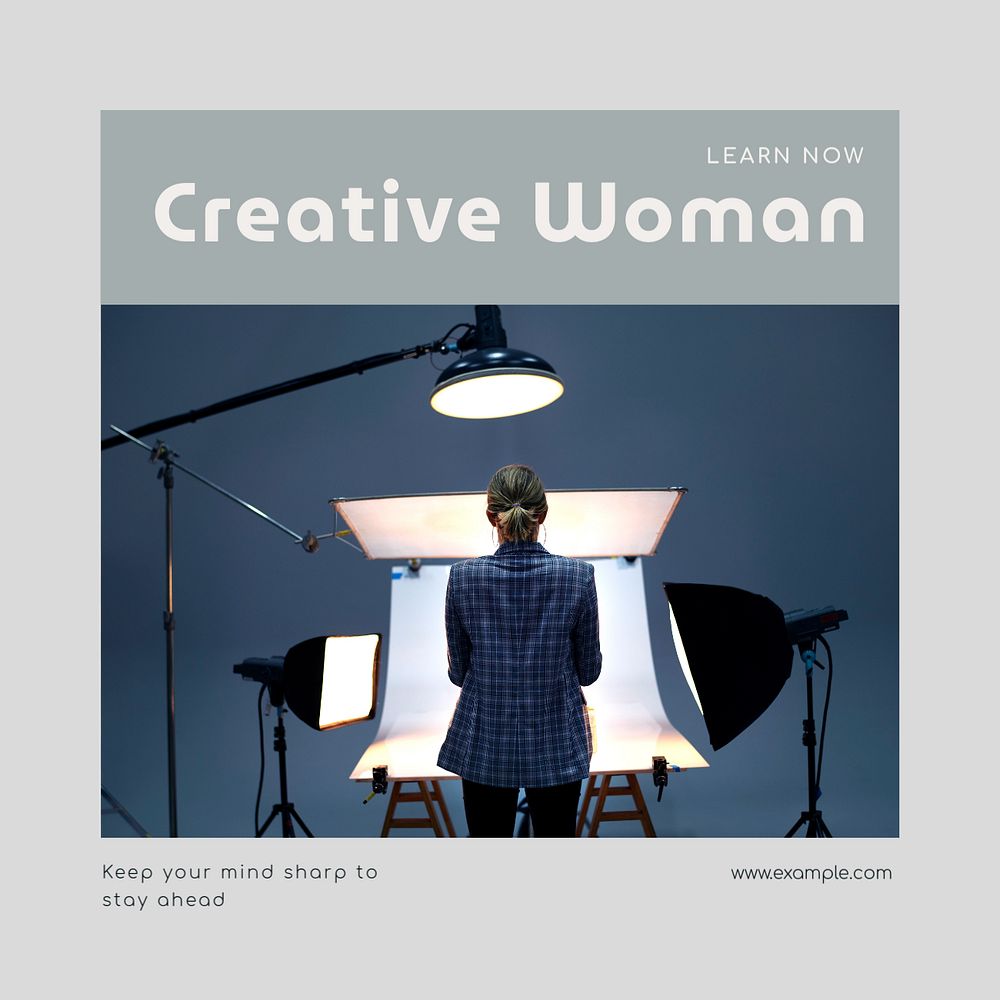 Creative woman Instagram post template, editable text