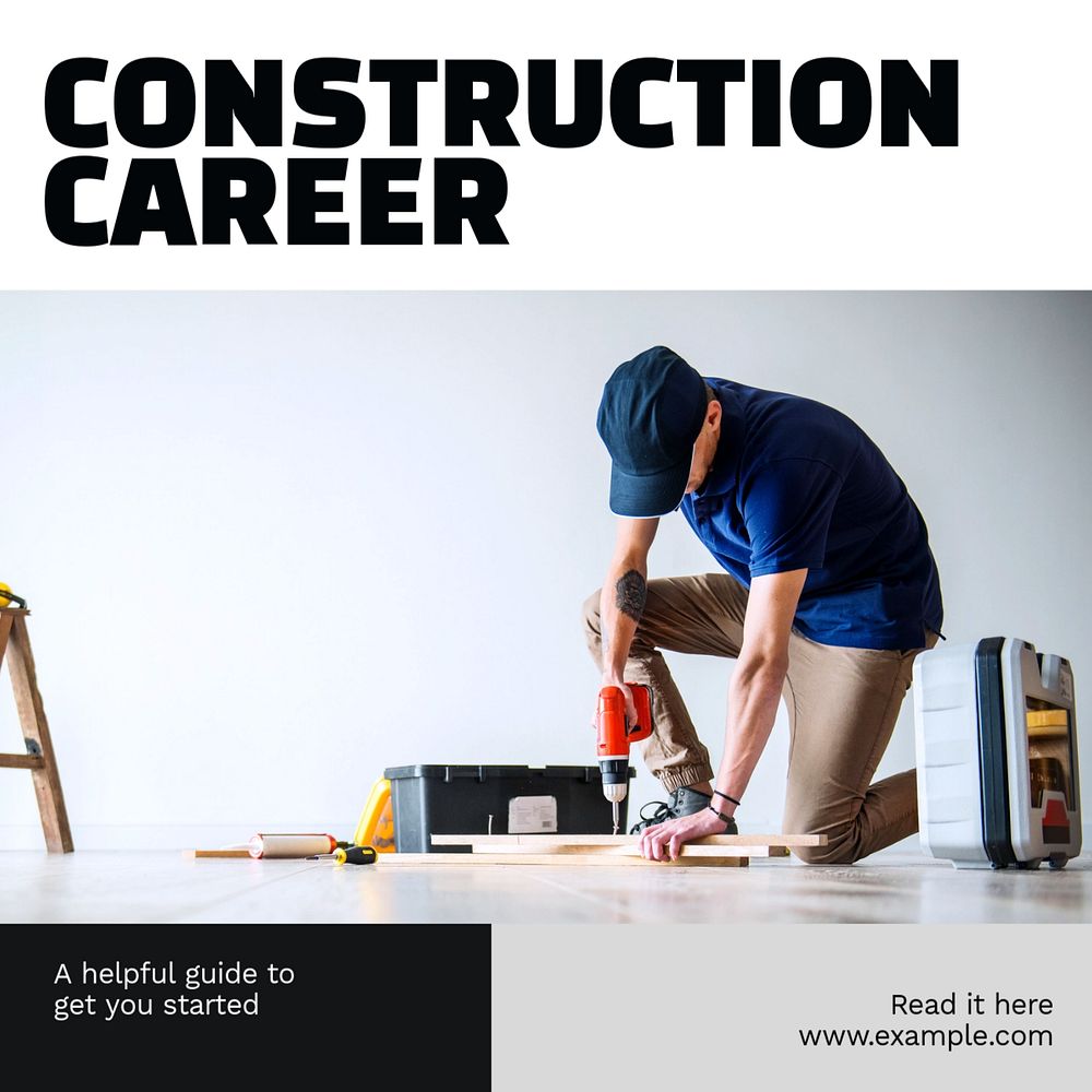 Construction career Instagram post template, editable text