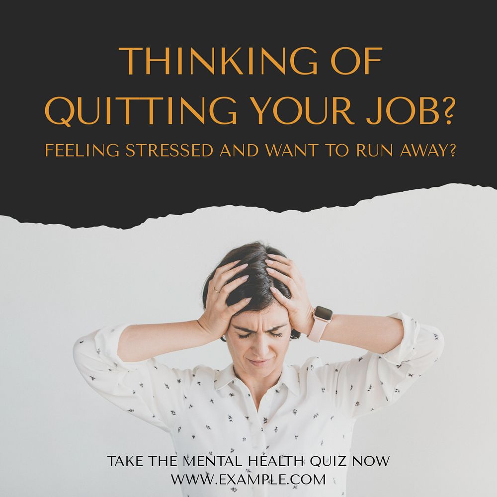 Stressful job Instagram post template, editable text