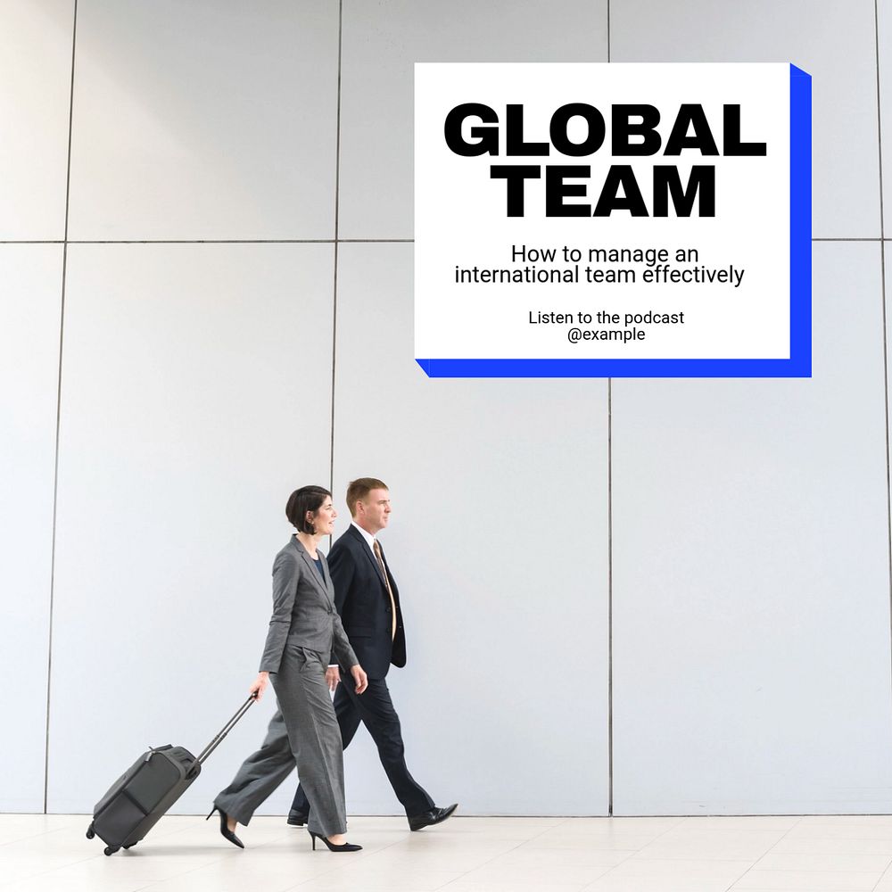 Global team  Instagram post template, editable text