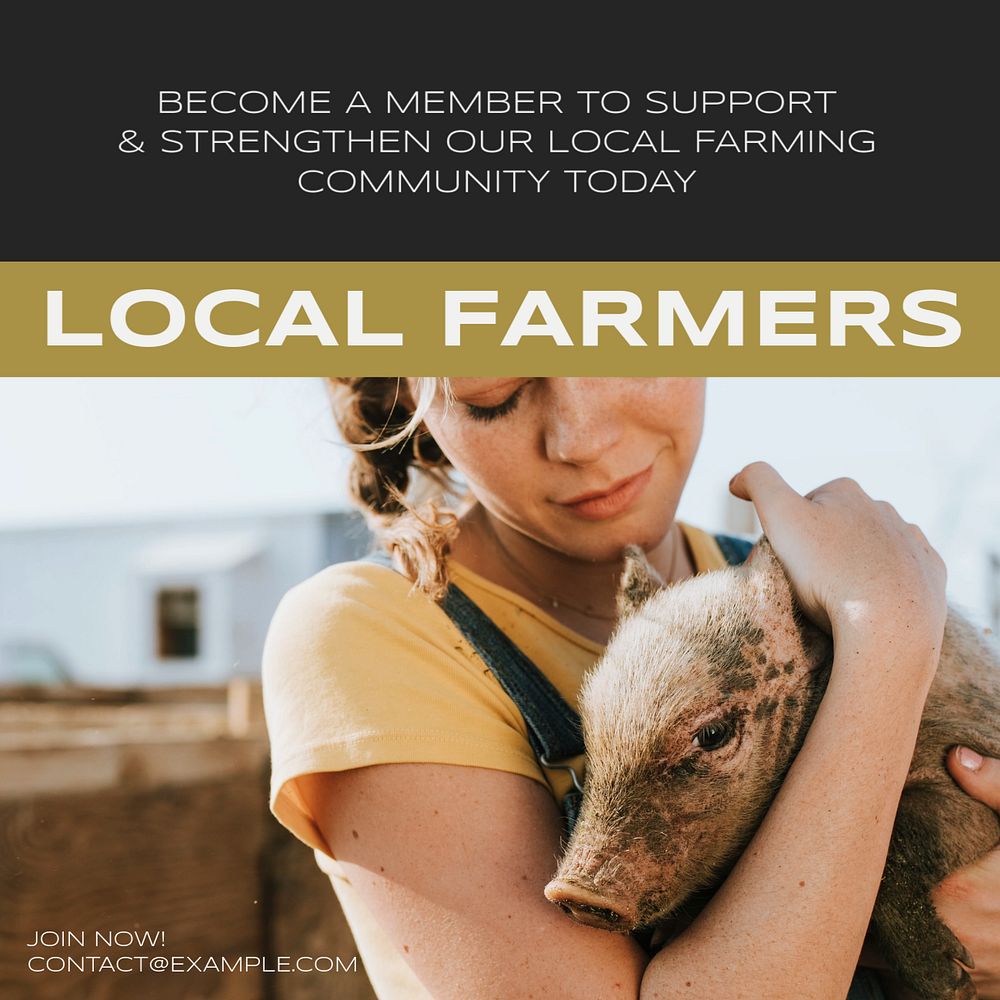 Local farmers community Instagram post template, editable text