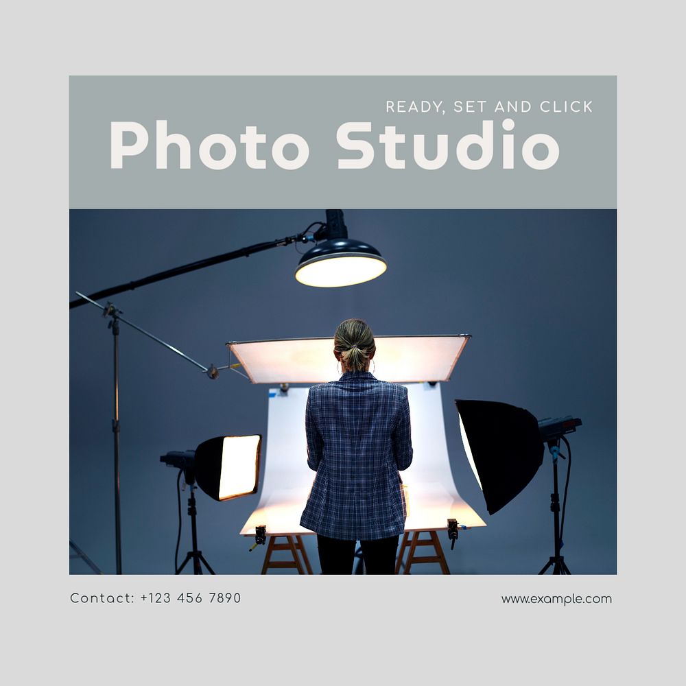 Photo studio Instagram post template, editable text