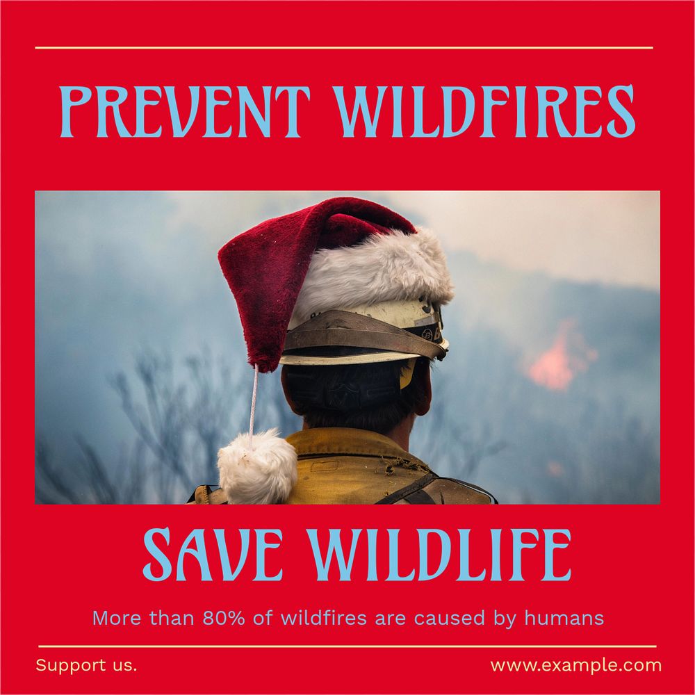 Forest fire Instagram post template, editable text