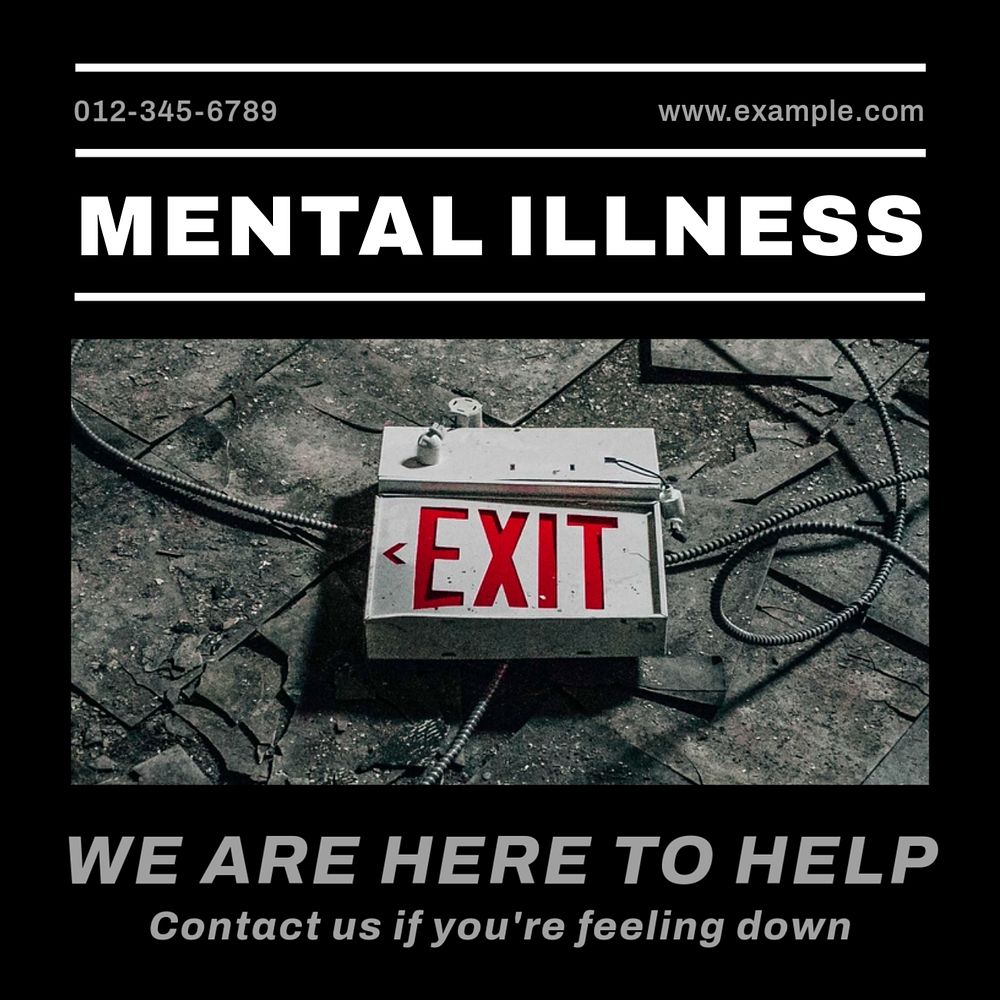 Mental illness Instagram post template, editable text