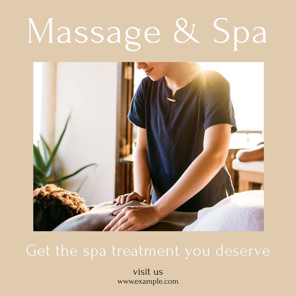 Massage & spa Instagram post template, editable text