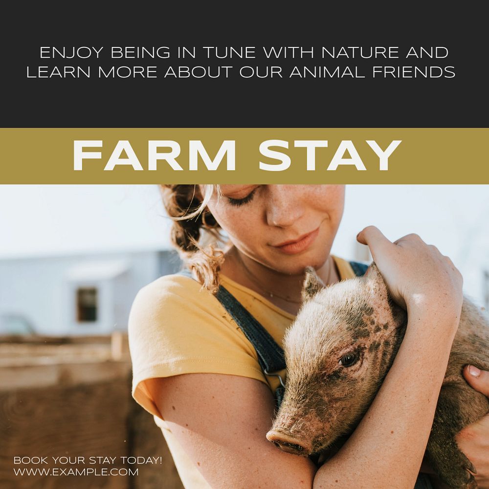 Farm stay Instagram post template, editable text