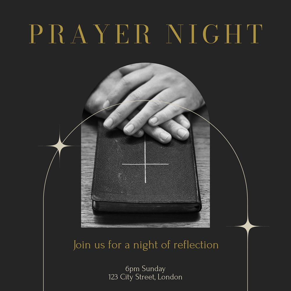 Prayer night Instagram post template, editable text