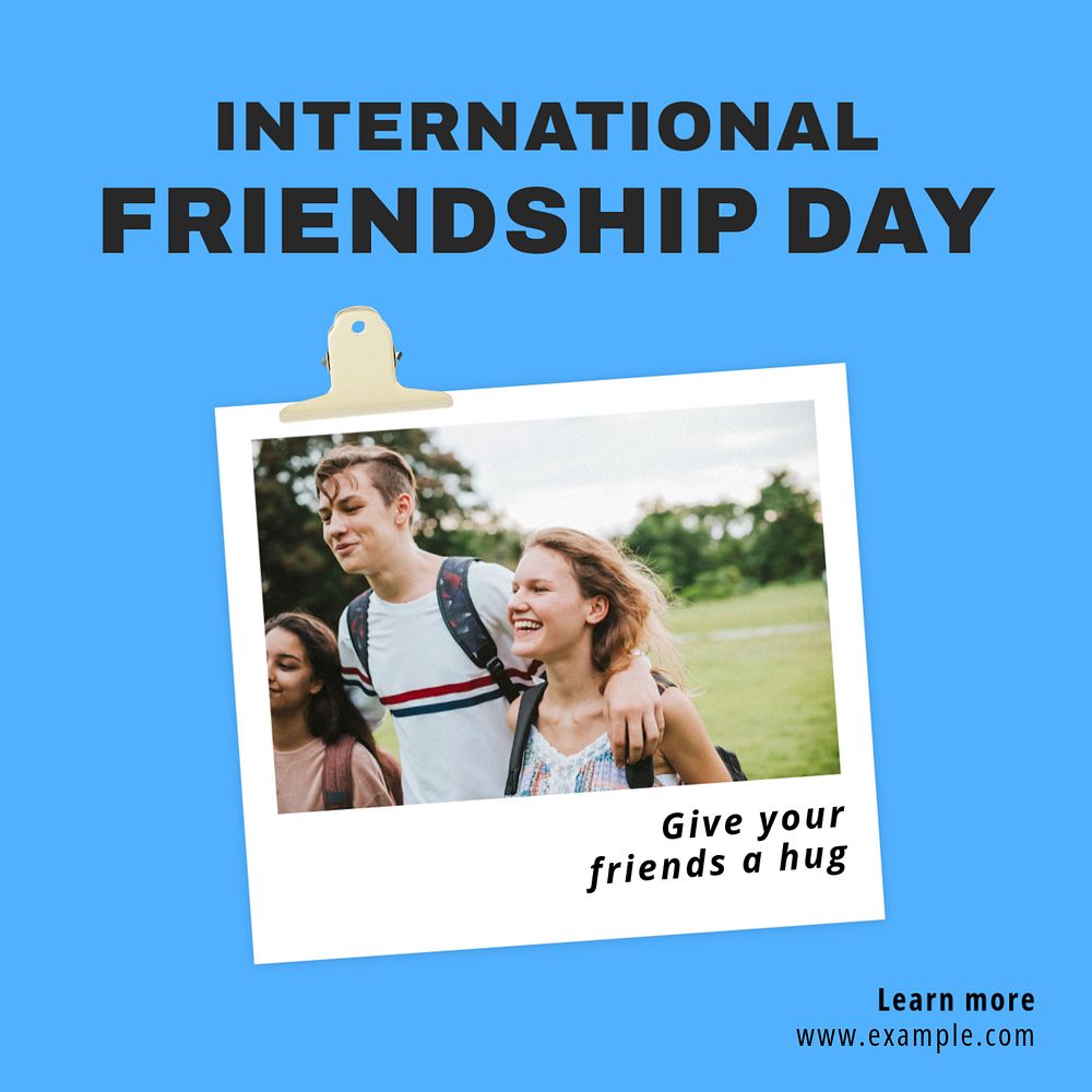 International friendship day Instagram post template, editable text