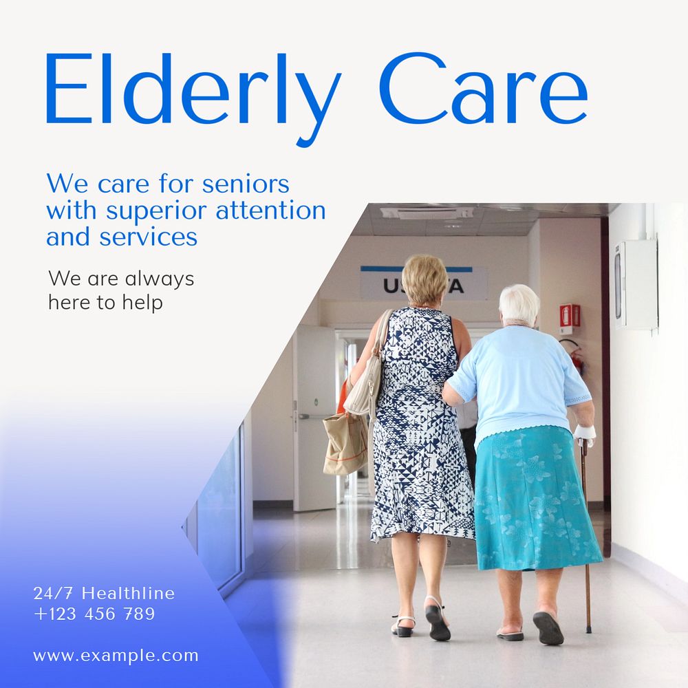 Elderly care Instagram post template, editable text