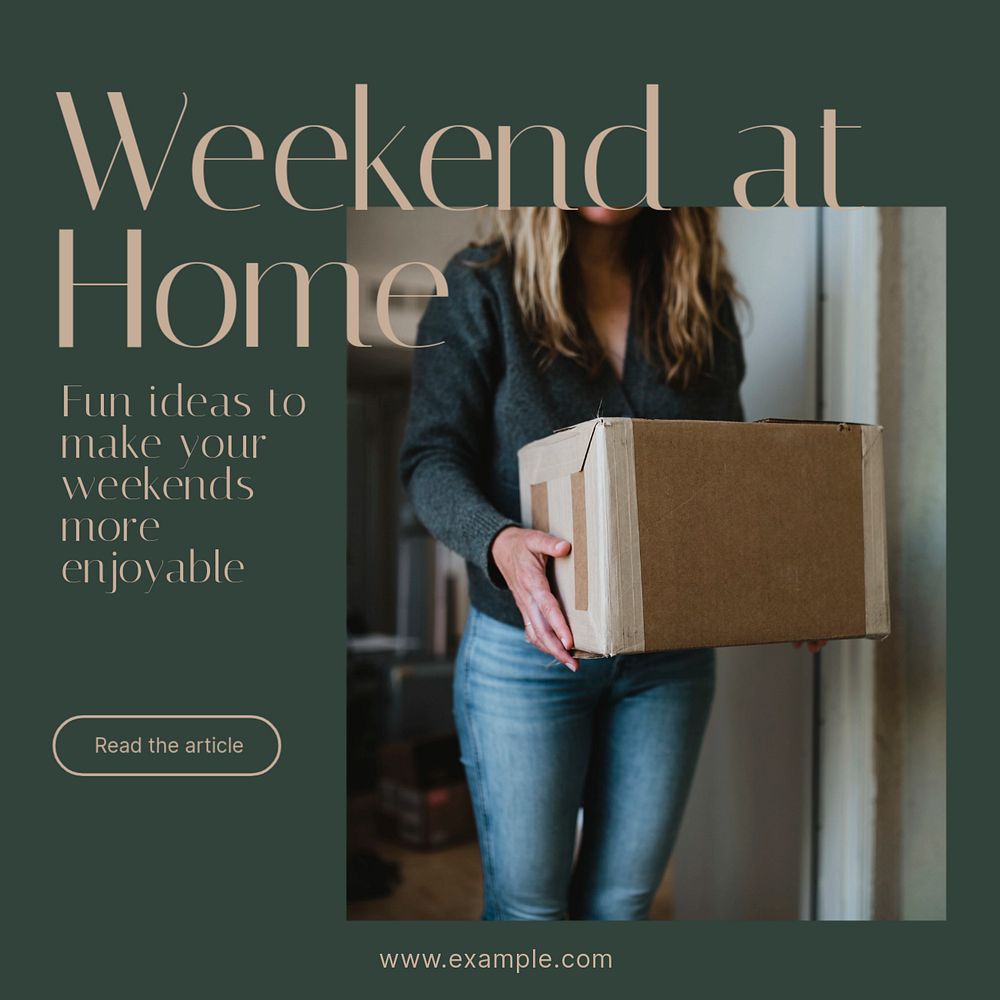 Weekend at home Instagram post template, editable text