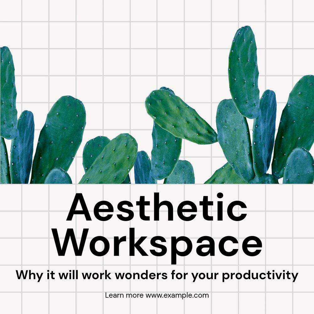 Aesthetic workspace Instagram post template, editable text