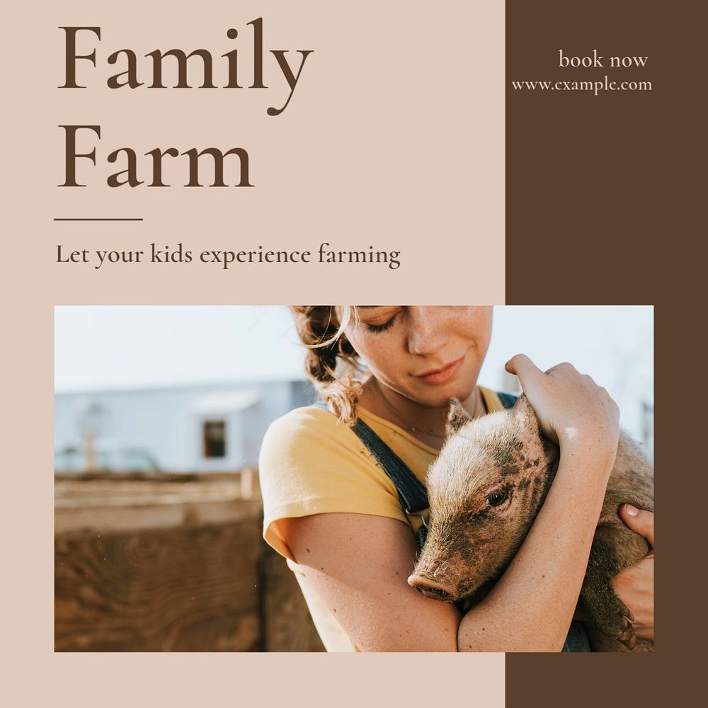 Family farm Instagram post template, editable text