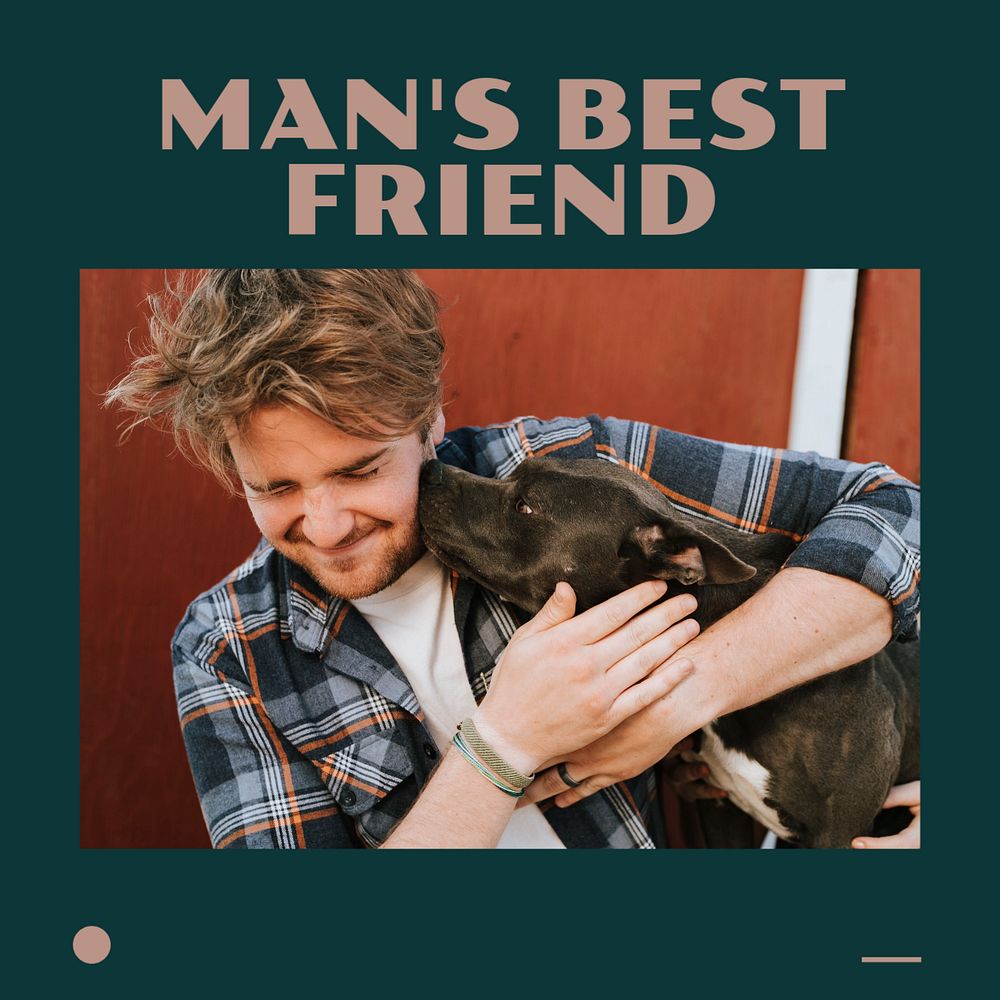 Man's best friend Instagram post template, editable text