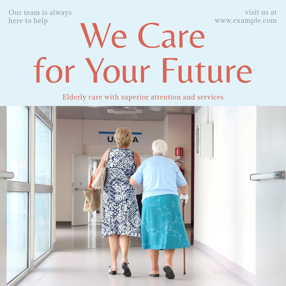 Elderly care Instagram post template, editable text