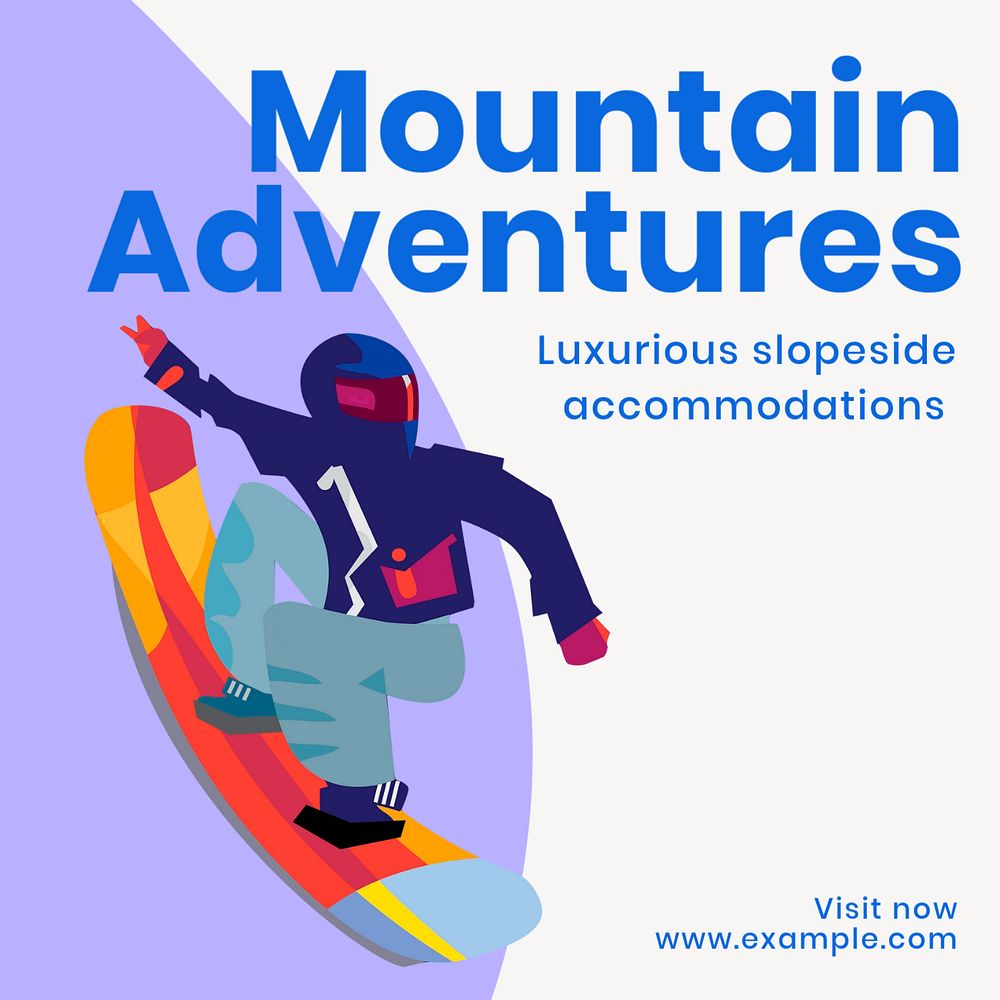 Mountain adventures Instagram post template, editable text