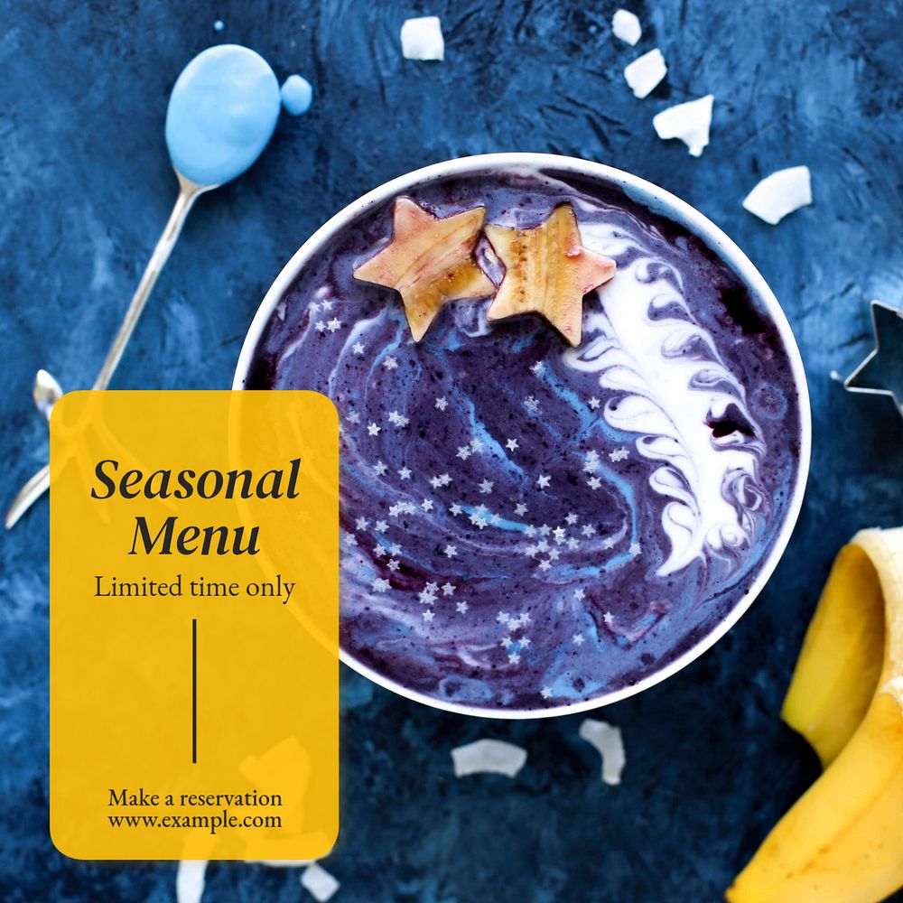 Seasonal menu Instagram post template, editable text