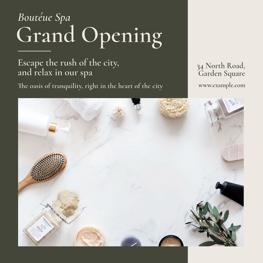 Grand opening Instagram post template, editable text