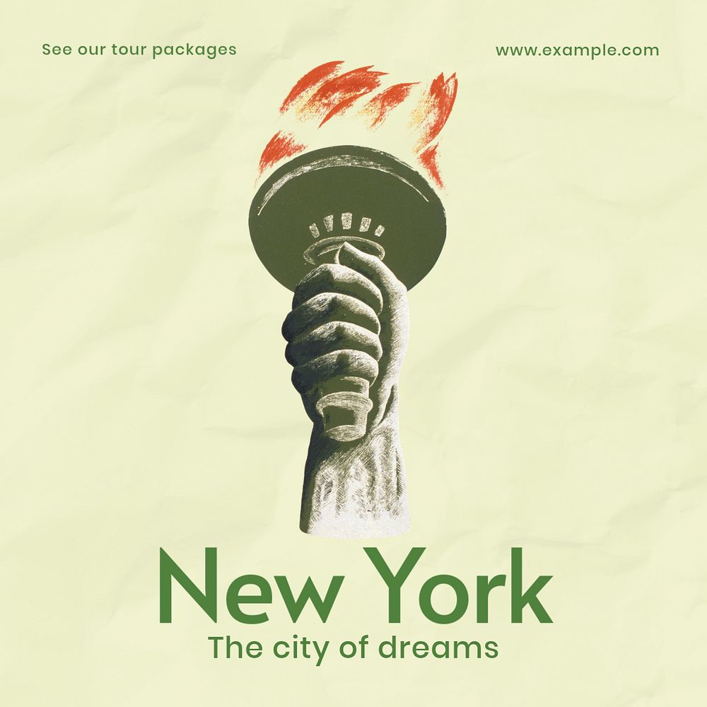 New york Instagram post template, editable text