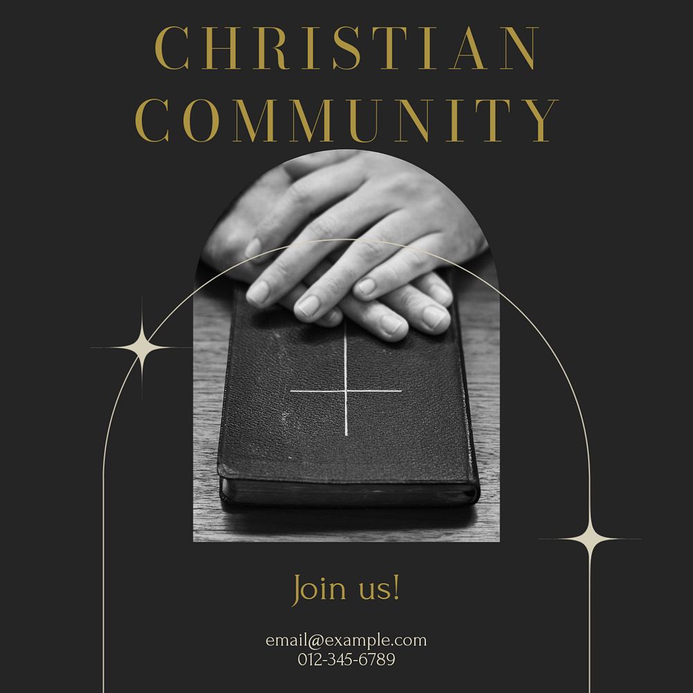 Christian community Instagram post template, editable text