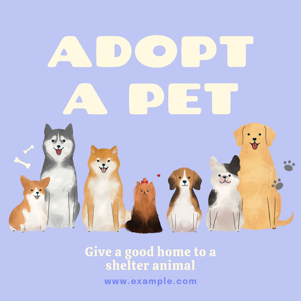 Adopt a pet Instagram post template, editable text