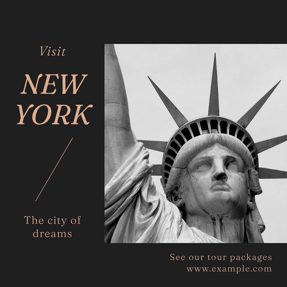 New york Instagram post template, editable text