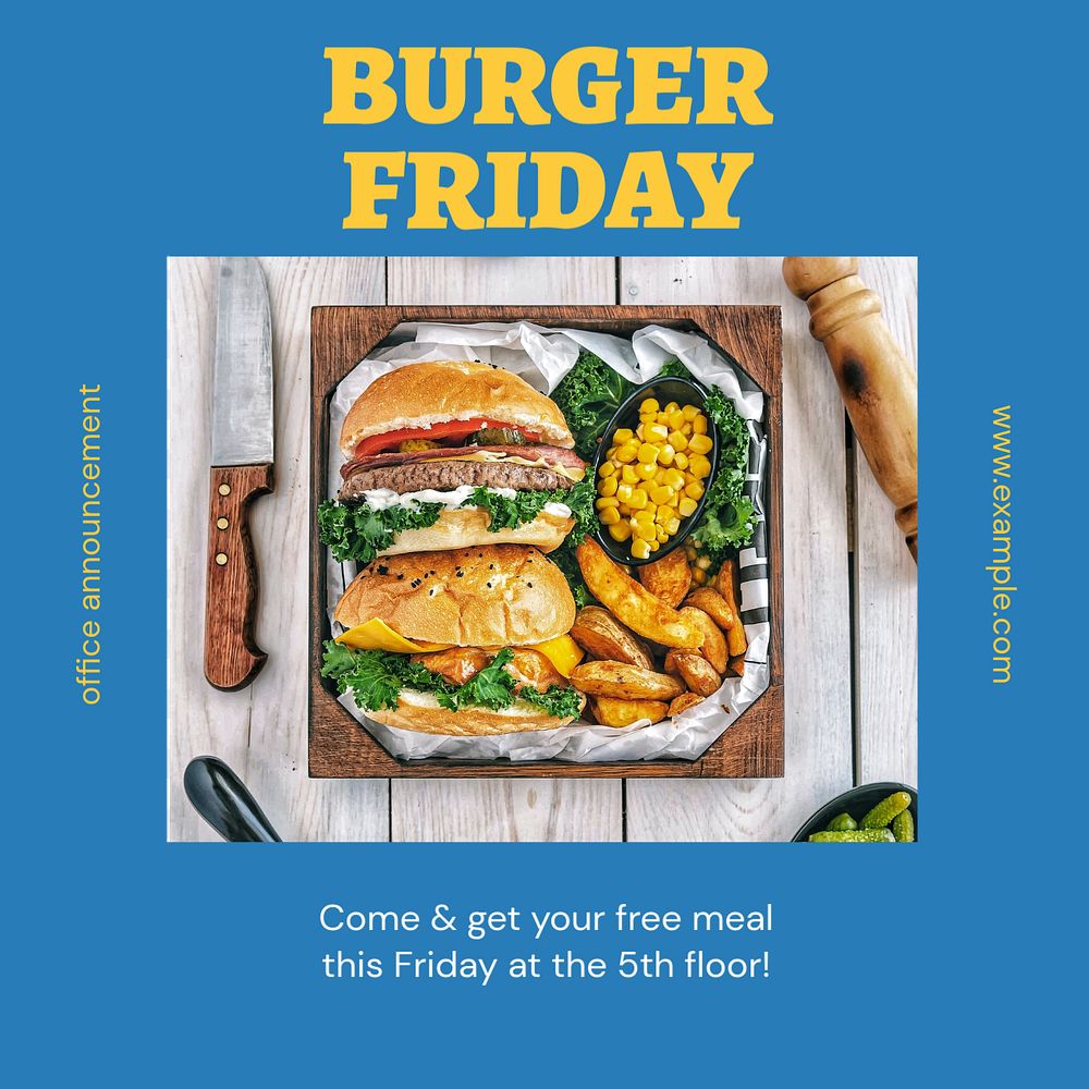 Burgers Friday Instagram post template, editable text