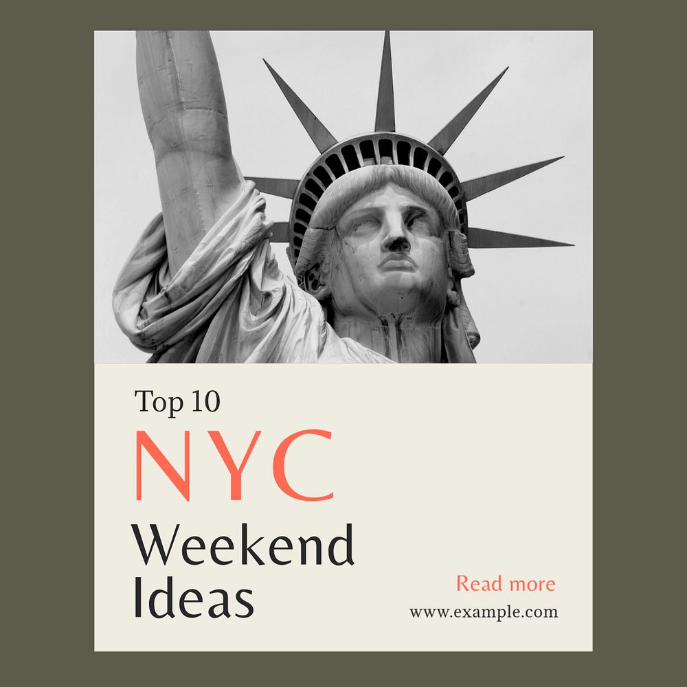 Weekend nyc Instagram post template, editable text