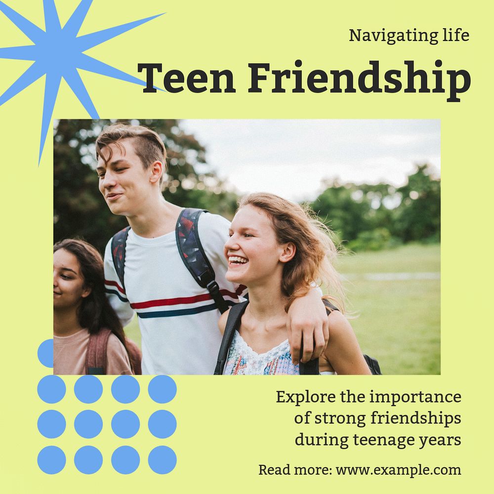 Teenager Instagram post template, editable text