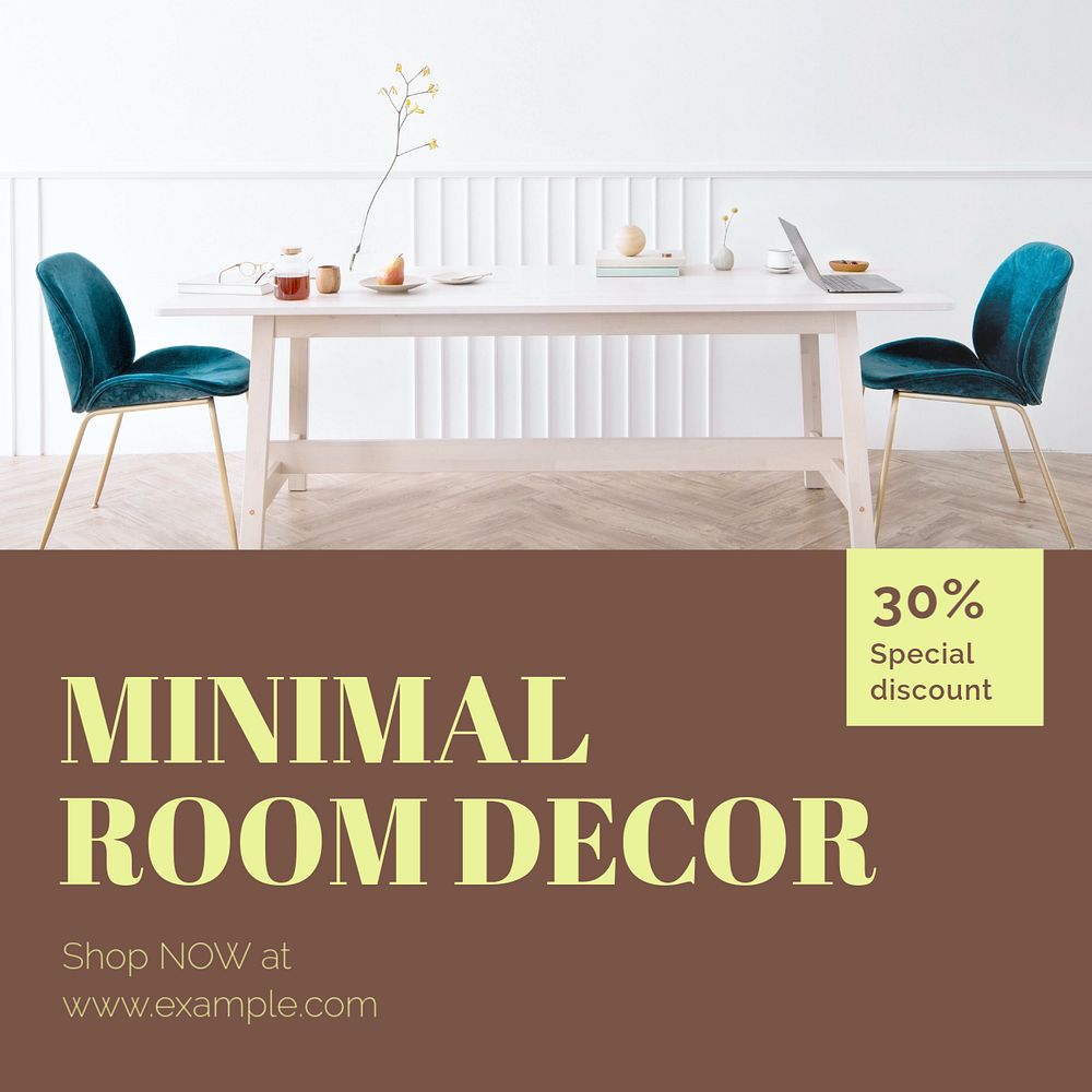 Minimal room decor Instagram post template, editable text