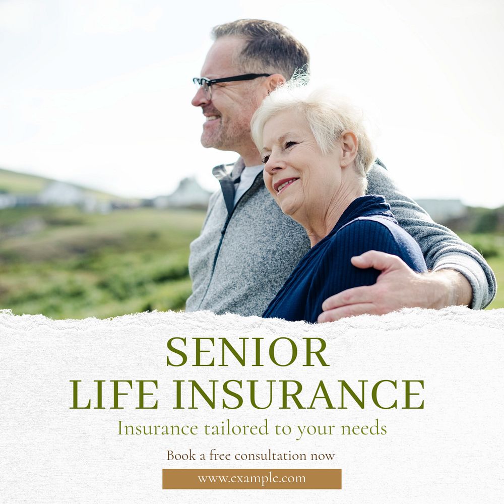 Senior insurance Instagram post template, editable text