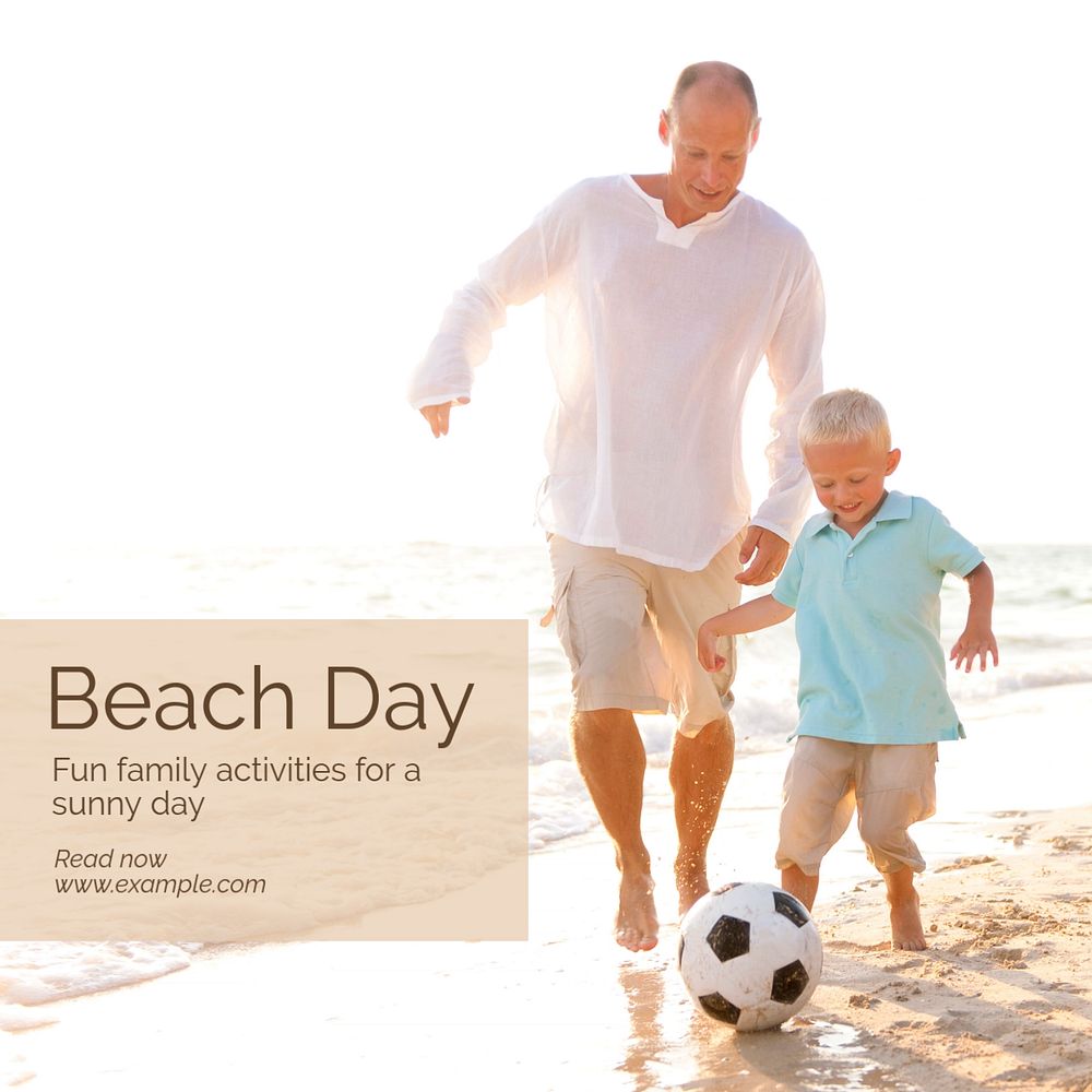 Beach day Instagram post template, editable text