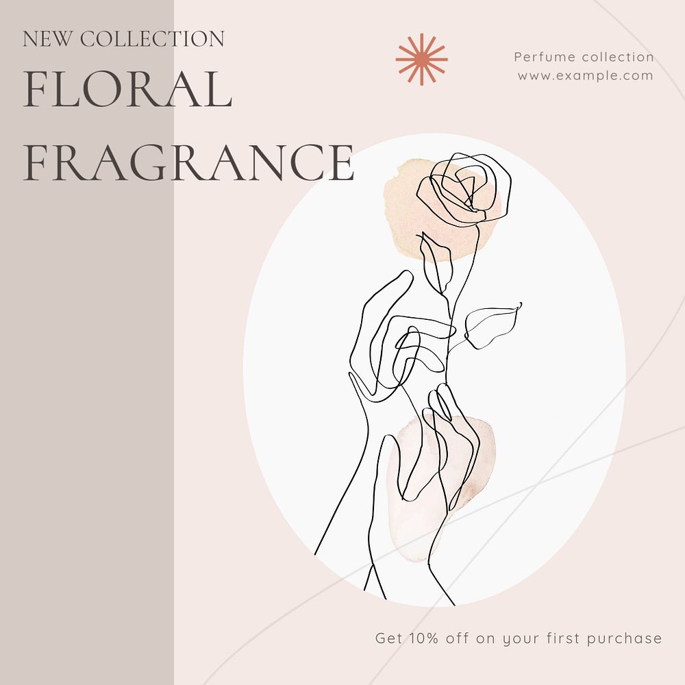 Floral fragrance Instagram post template, editable text